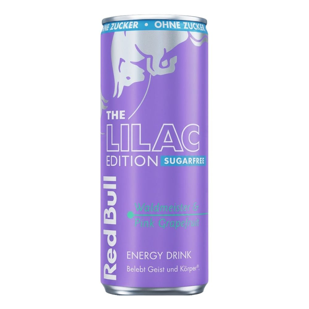Red Bull The Lilac Edition, bevanda energetica al gusto di asperula e pompelmo rosa da 250ml.
