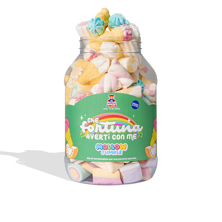 Mallow Jumble "Wat een geluk om jou bij me te hebben", pot marshmallows om samen te stellen met je favoriete smaken 