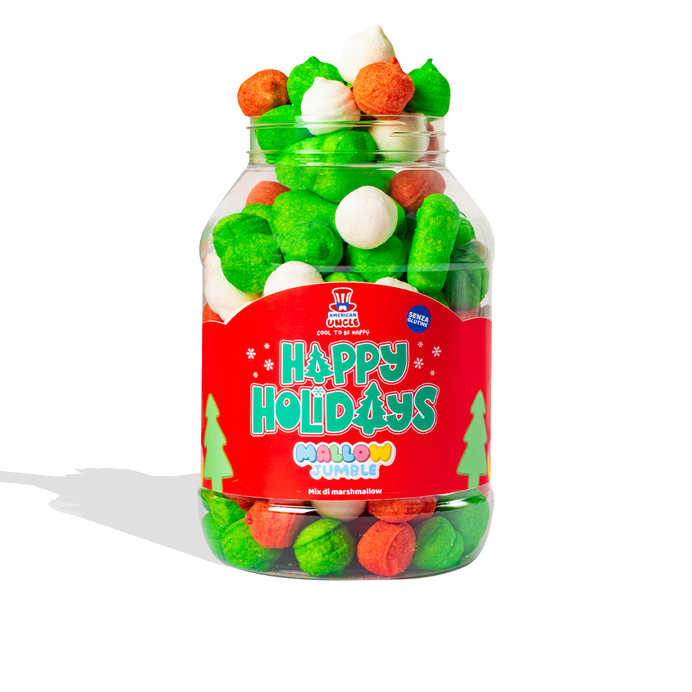 3x Mallow Jumble “Happy Holidays”, 3 potten marshmallows om samen te stellen met je favoriete smaken 