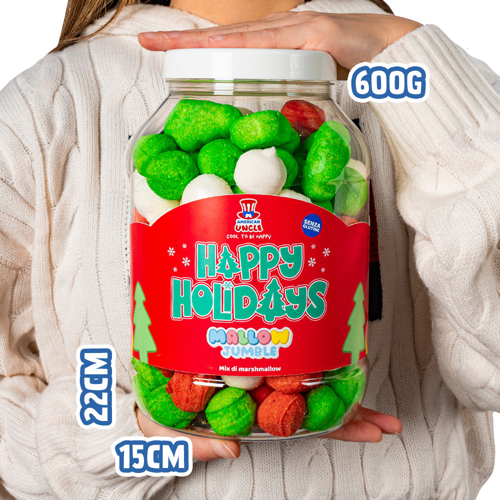 3x Mallow Jumble “Happy Holidays”, 3 potten marshmallows om samen te stellen met je favoriete smaken 