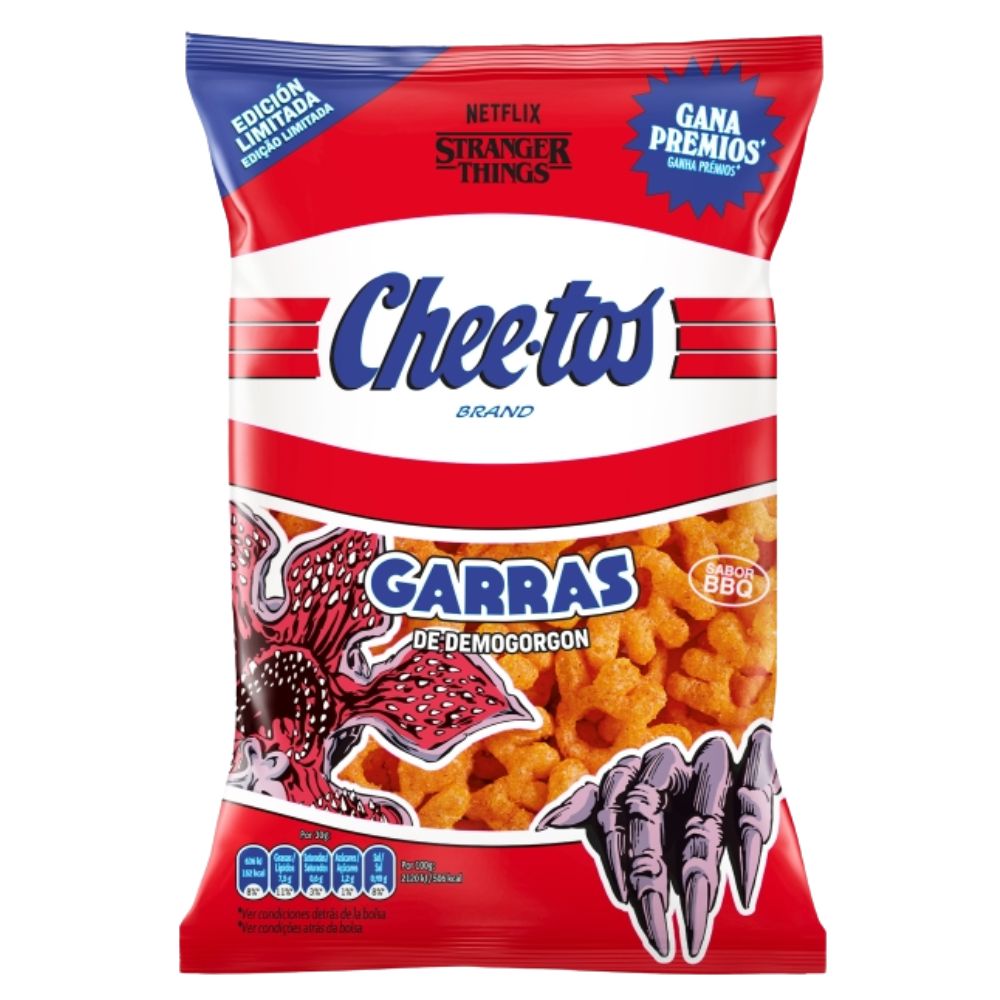 Cheetos Garras De Demogorgon Stranger Things, snack di mais al forno al gusto barbecue da 75g