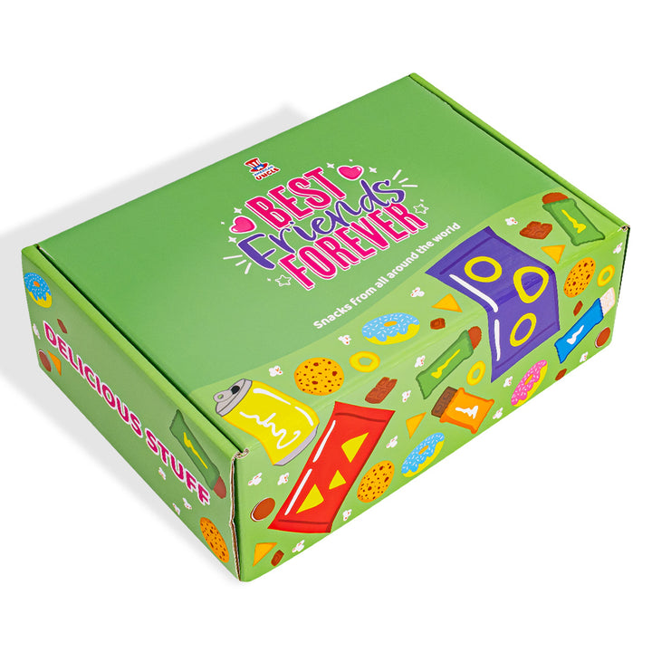 Snack Box “Best Friends Forever”, verrassingsdoos met 20 snack zoete, zoute snacks en drankjes voor de beste vriendin 