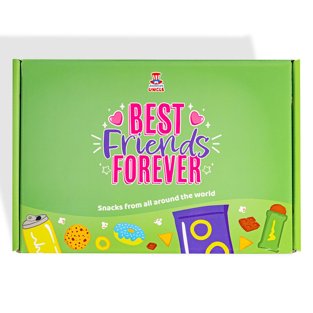 Snack Box “Best Friends Forever”, verrassingsdoos met 20 snack zoete, zoute snacks en drankjes voor de beste vriendin 
