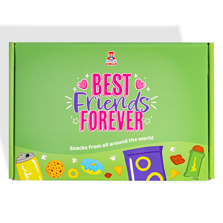 Snack Box “Best Friends Forever”, verrassingsdoos met 20 snack zoete, zoute snacks en drankjes voor de beste vriendin 