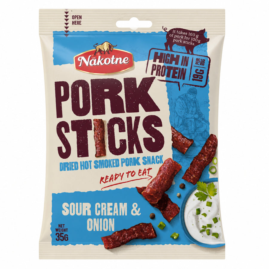 PORK Sticks Sour Cream & Onion - snack di maiale 35g