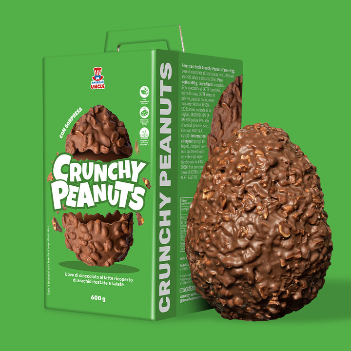 American Uncle Crunchy Peanuts Easter Egg, melkchocolade paasei bedekt met gezouten geroosterde pinda's van 600g 