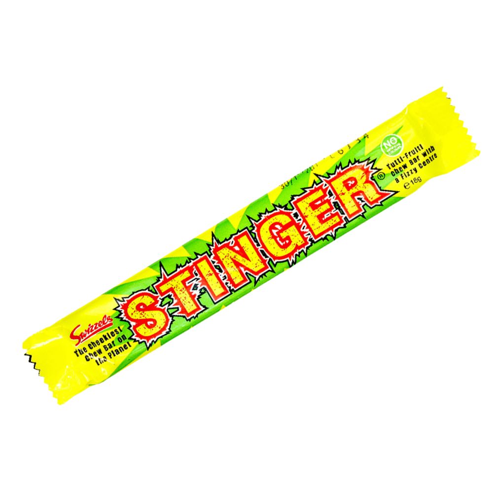 Swizzels Stinger Chew Bar Tutti Frutti, fruitgom snoepje van 18 g 