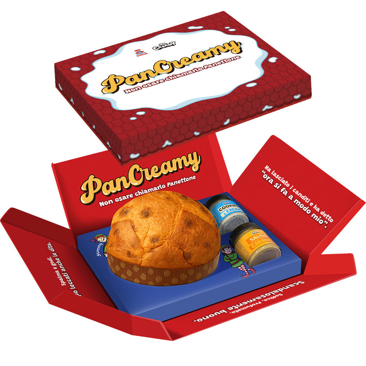 PanCreamy Caramel Chunky, ambachtelijke Panettone van 900g + Mr.Creamy Cookies & Cream en Salted Caramel van 200 g 