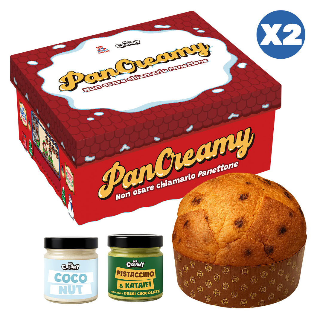 2x PanCreamy Choco Chunky, ambachtelijke Panettone van 900g + Mr.Creamy Kokos en Pistache & Kataifi van 200 g 