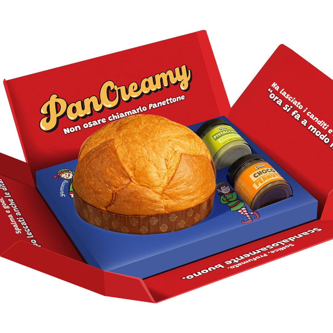 2x PanCreamy Vanille, ambachtelijke Panettone van 900g + Mr. Creamy Pistache Crunchy en Choco Pinda's van 200 g 