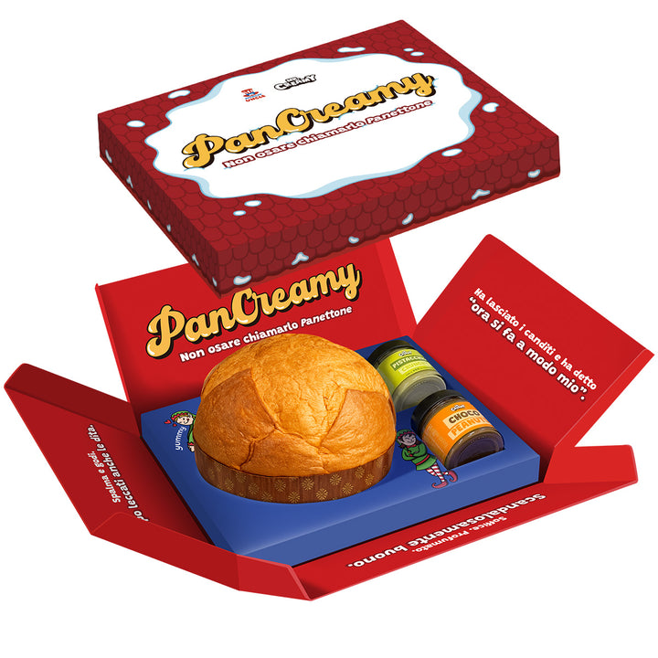 PanCreamy Vanille, ambachtelijke Panettone van 900g + Mr. Creamy Pistache Crunchy en Choco Pinda's van 200 g 