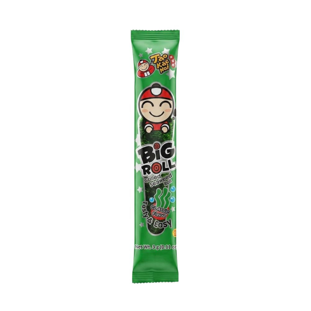 Tao Kae Noi Big Roll gegrilde zeewier Original Flavour, rolletje gegrilde zeewier van 3 g 