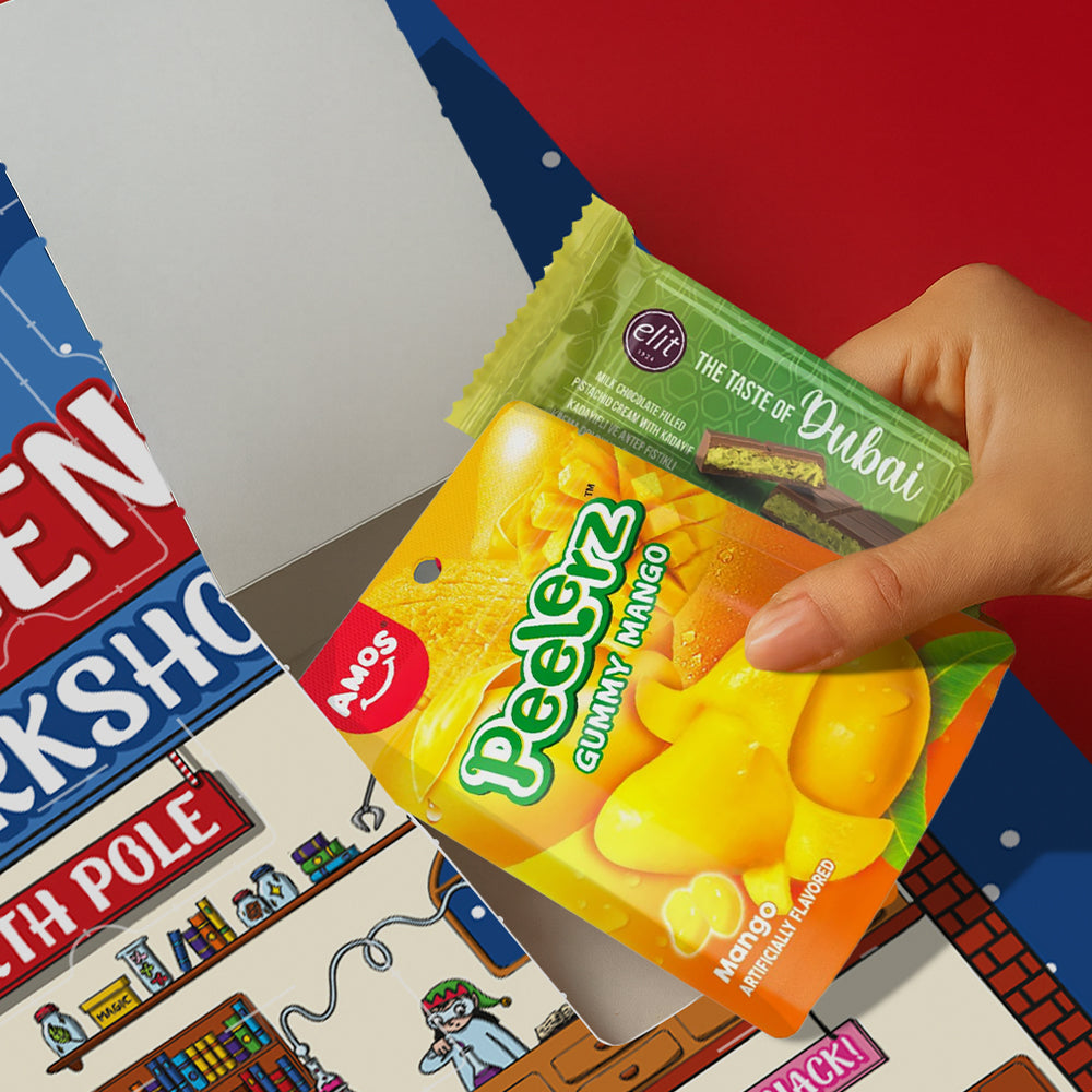 Adventskalender met dubbele snack in elk vakje 