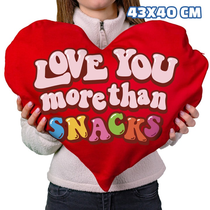 Valentine's Heart L, hartvormig kussen met 40 snack zoete en zoute verrassingen 