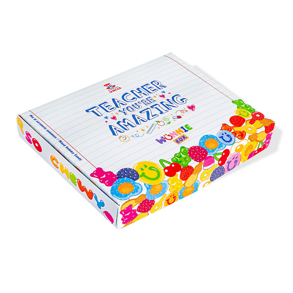Wunnie box "Leraar, je bent geweldig", de Candy box om te maken met de favoriete gommetjes van de juf - 1 kg 