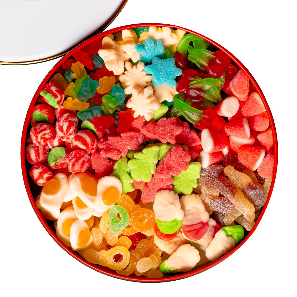 Wunnie Bucket "Fijne Feestdagen", 3kg blik met gummy snoepjes om samen te stellen met je favoriete smaken 