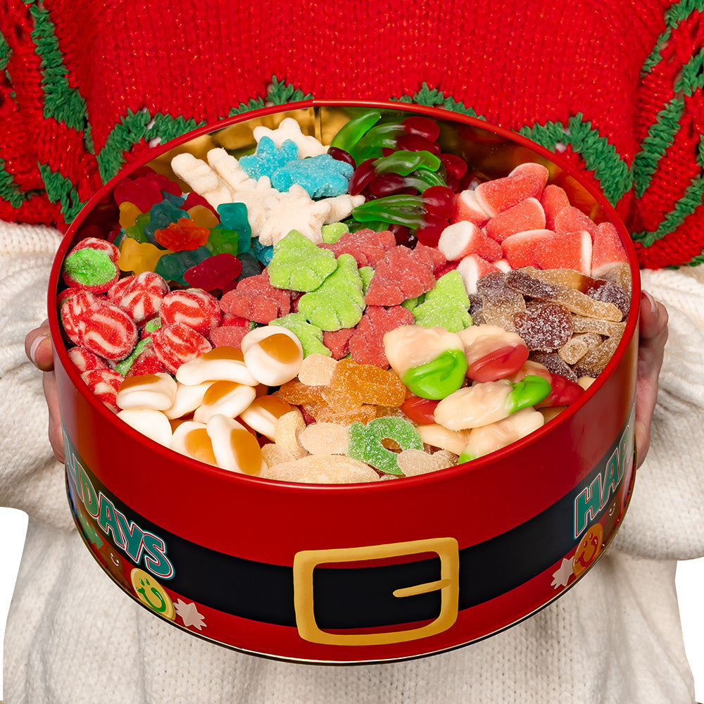 Wunnie Bucket "Fijne Feestdagen", 3kg blik met gummy snoepjes om samen te stellen met je favoriete smaken 