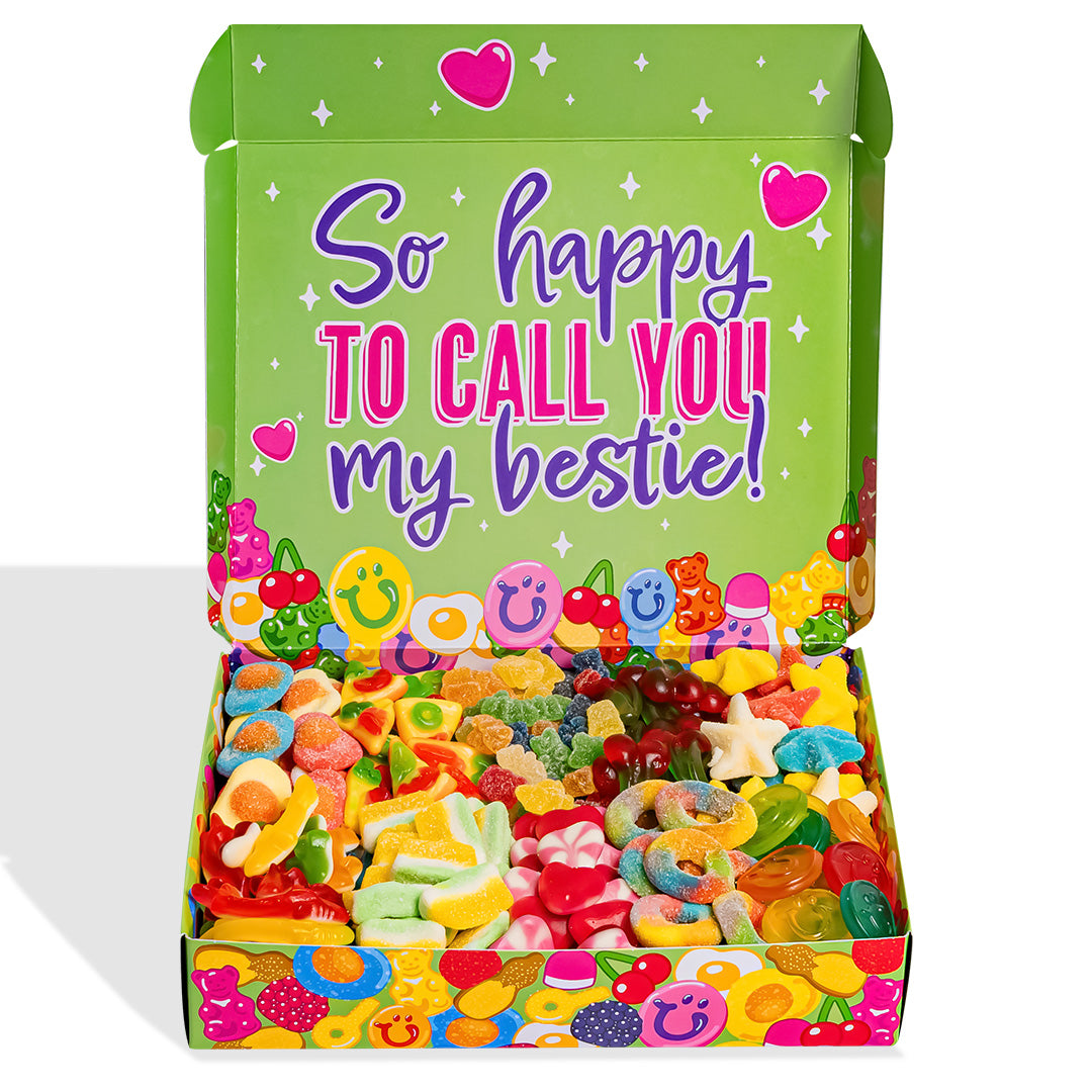 Wunnie box "Best Friends Forever", de Candy box om te maken met de favoriete gummy snoepjes van je beste vriendin - 1 kg 