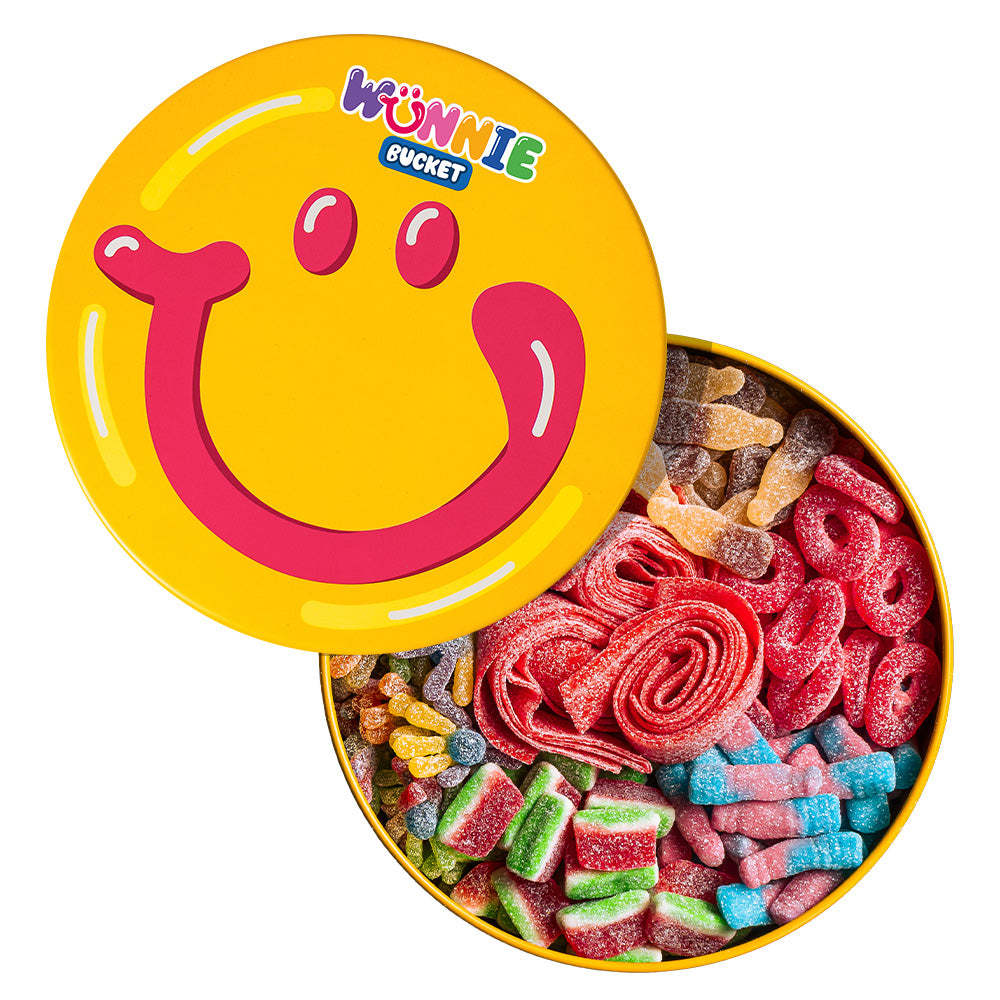 Wunnie Bucket fizzy mix met focus op gesuikerde gummisnoepjes