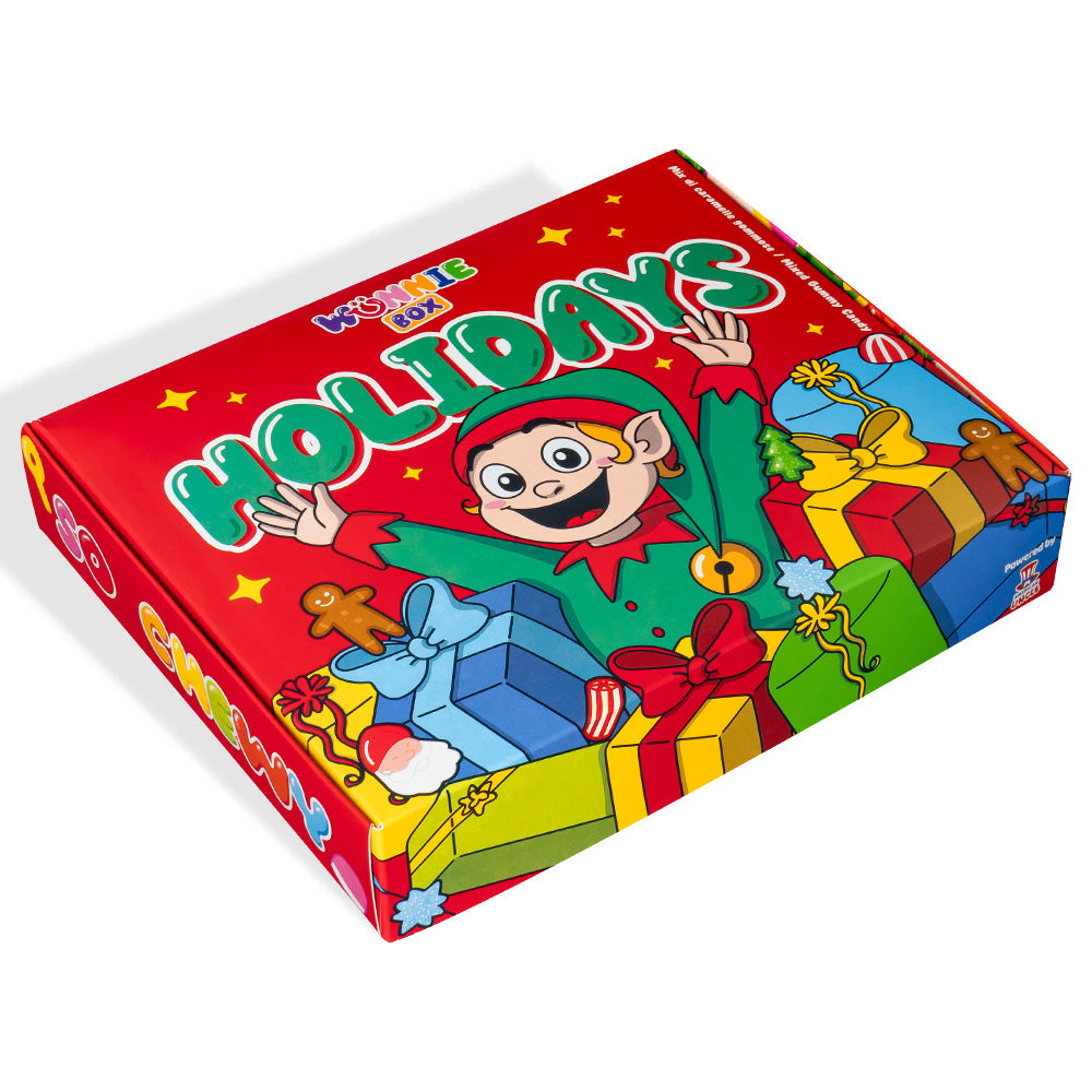 Wunnie box “Fijne Feestdagen”, doos met gomballen die je kunt samenstellen met je favoriete smaken 