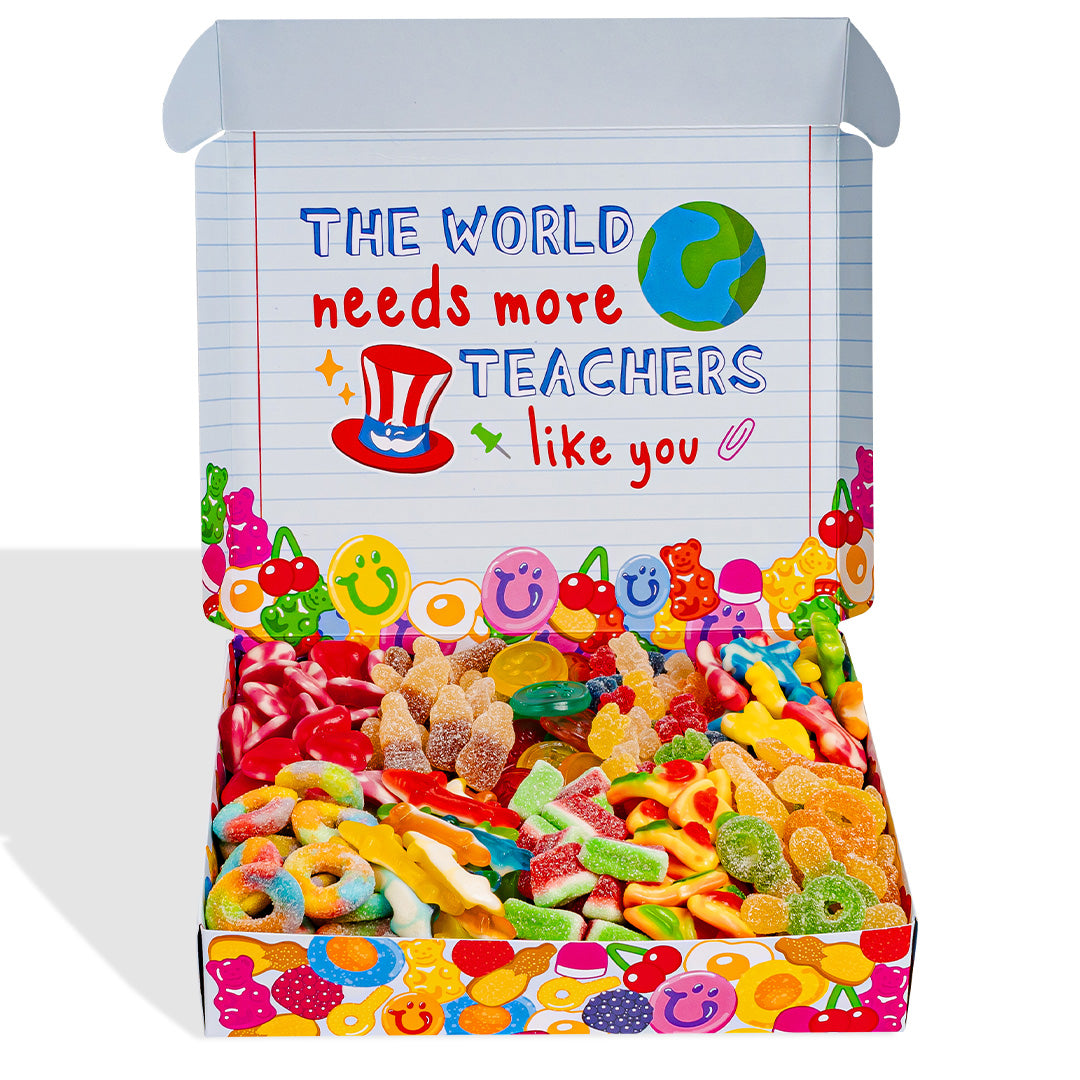 Wunnie box "Leraar, je bent geweldig", de Candy box om te maken met de favoriete gommetjes van de juf - 1 kg 
