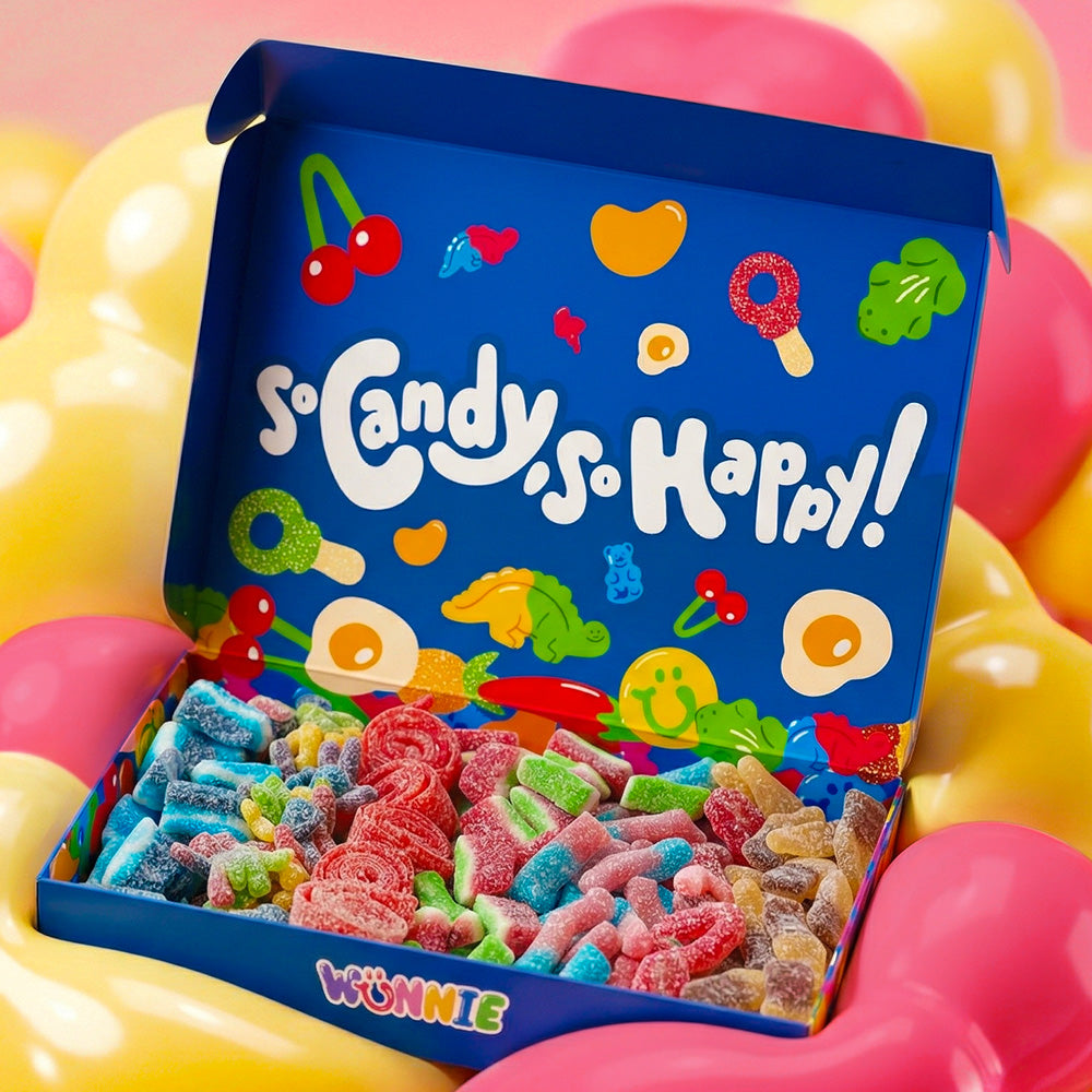 Wunnie Box Fizzy Mix, scatola con caramelle gommose frizzanti