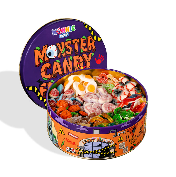Wunnie Bucket "Gelukkige Halloween", snoepblik met gummies om samen te stellen met je favoriete smaken 