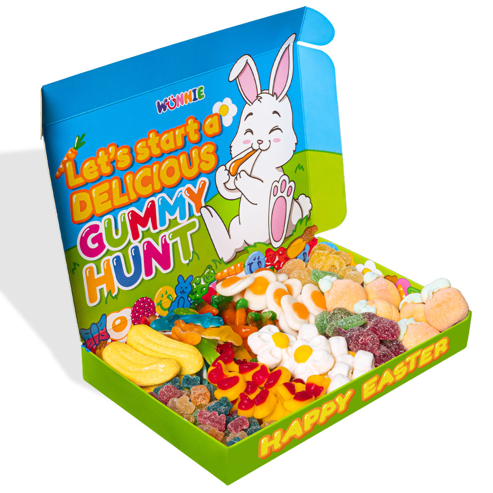 Wunnie box “Vrolijk Pasen”, de Candy box om samen te stellen met je favoriete gommetjes - 1 kg 