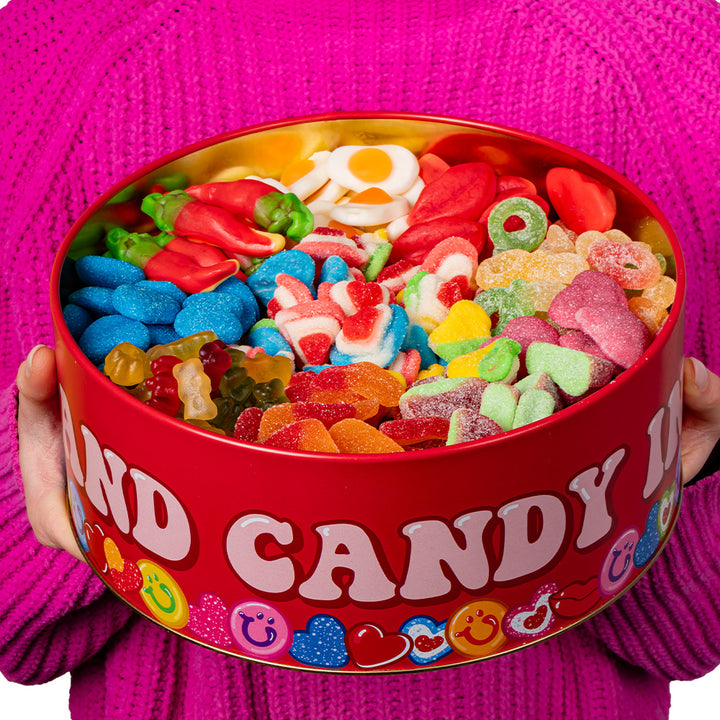Wunnie Bucket “Love You Forever”, blik met gomballen om samen te stellen met de favoriete smaken van je wederhelft - 2 kg 