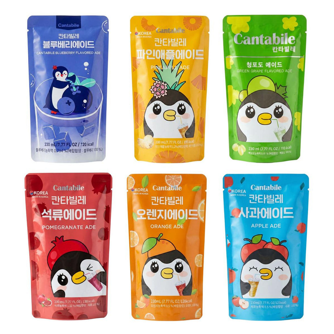 Cantabile Kit, 6 dranken met bosbessensmaak, ananassmaak, groene druivensmaak, granaatappelsmaak, sinaasappelsmaak en appelsmaak