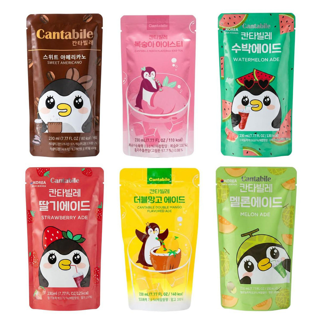 Cantabile Kit, 6 dranken met koffiesmaak, perzik, watermeloen, aardbei, mango en meloen