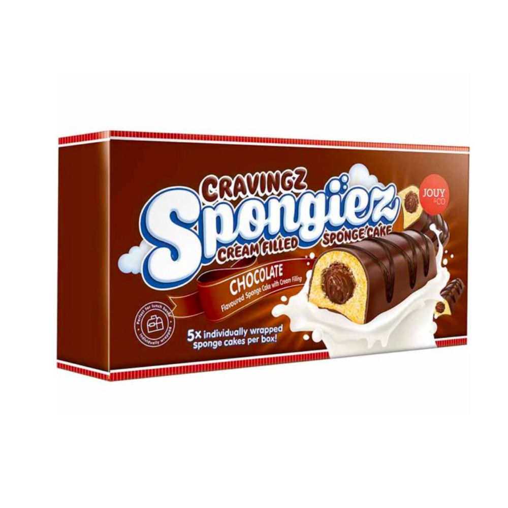 Cravingz Jouy&Co Spongiez Romige Vulling, 5 cakejes gevuld en bedekt met chocoladeroom van 200g 