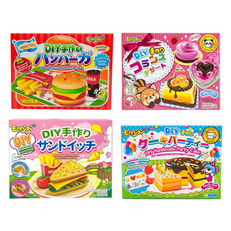 Ennjoi Kit, 4 doe-het-zelf-gummies: hamburger, Franse zoetigheden, sandwich en taart