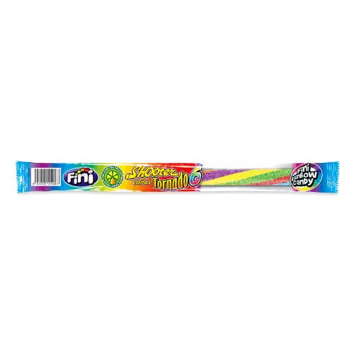 Fini Straws Sour Tornado, snoep in de vorm van een rietje met de smaak van bruisend fruit van 25 g 