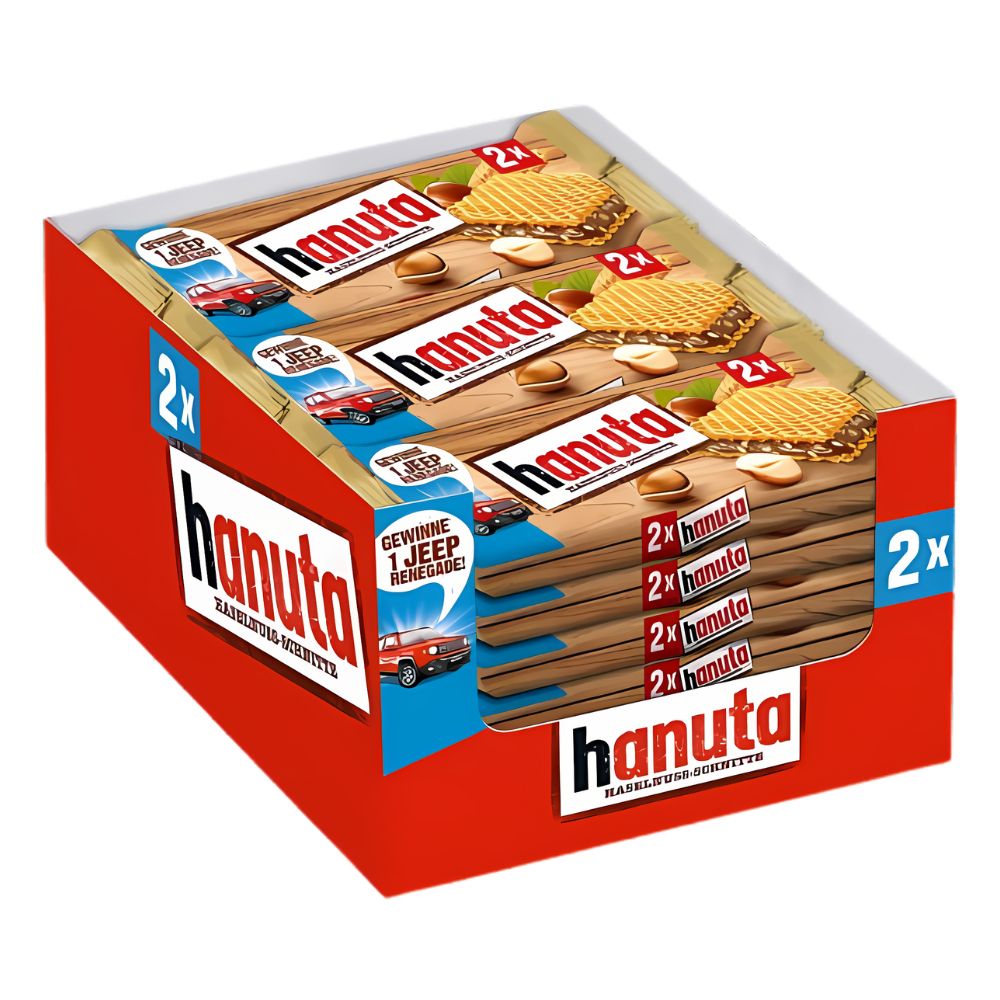 Ferrero Hanuta, wafel gevuld met hazelnootcrème van 44g (verpakking van 18) 