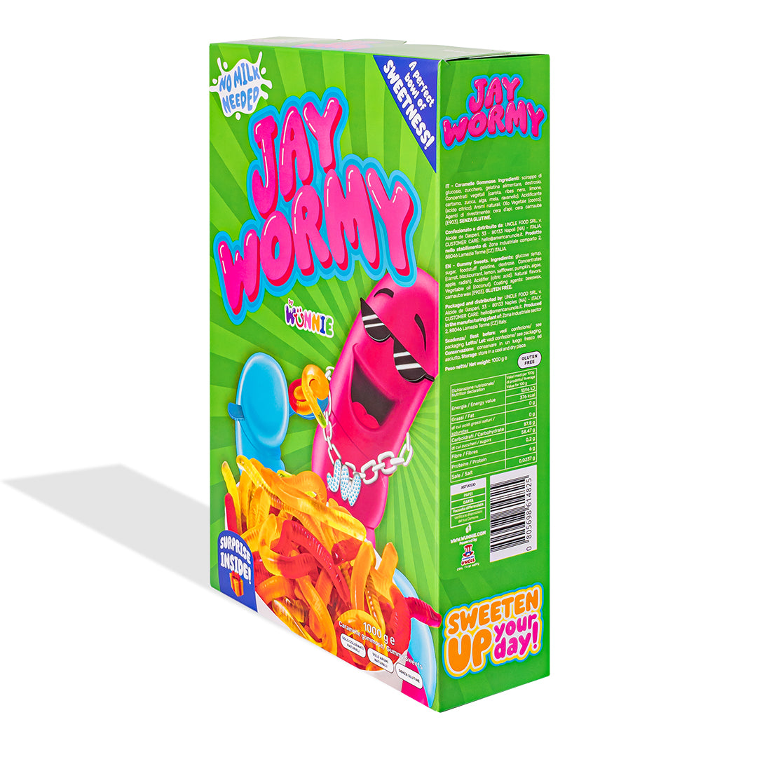 Wunnie Jay Wormy, doos met gummywormen van 1kg 