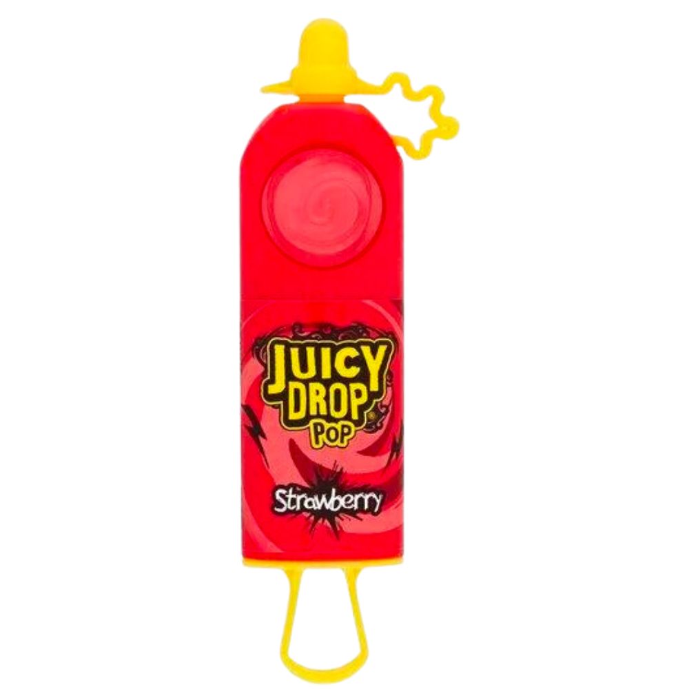 Juicy Drop Pop Strawberry, lolly met vloeibare snoep met aardbeiensmaak van 26g 