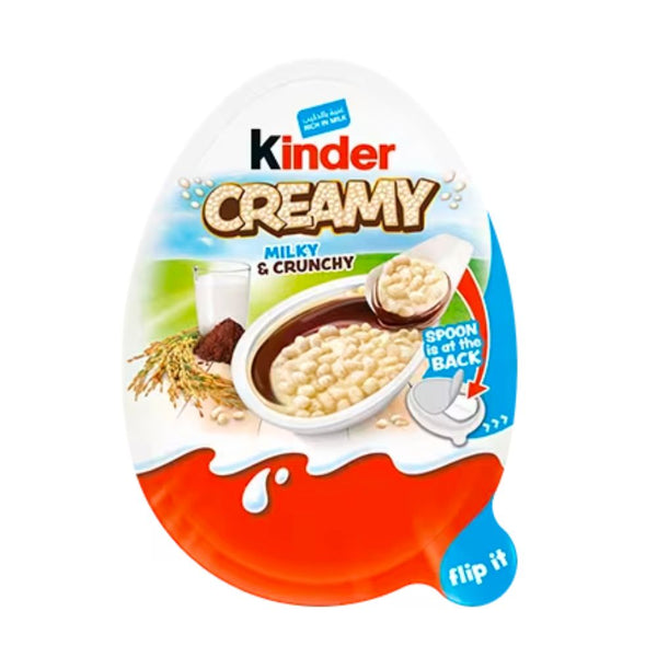 Kinder Creamy Milky & Crunchy, kinder chocolade met melkcrème en gepofte rijst van 19g 
