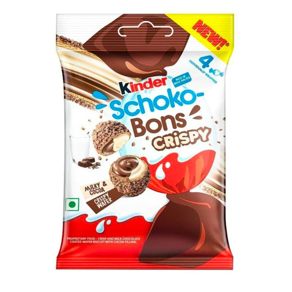 Kinder Schoko Bons Crispy, wafereitjes gevuld met melkcrème en chocolade van 22g 
