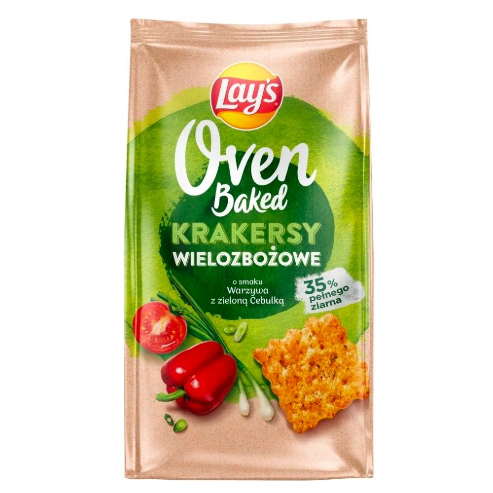 Lay's Oven Baked Crackers Veggies & Green Onion, crackers met groentesmaak en ui van 80g 