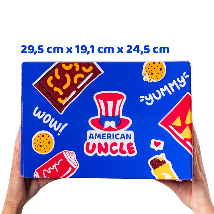 Snack box van minstens 40 internationale producten: zoet, hartig en dranken 