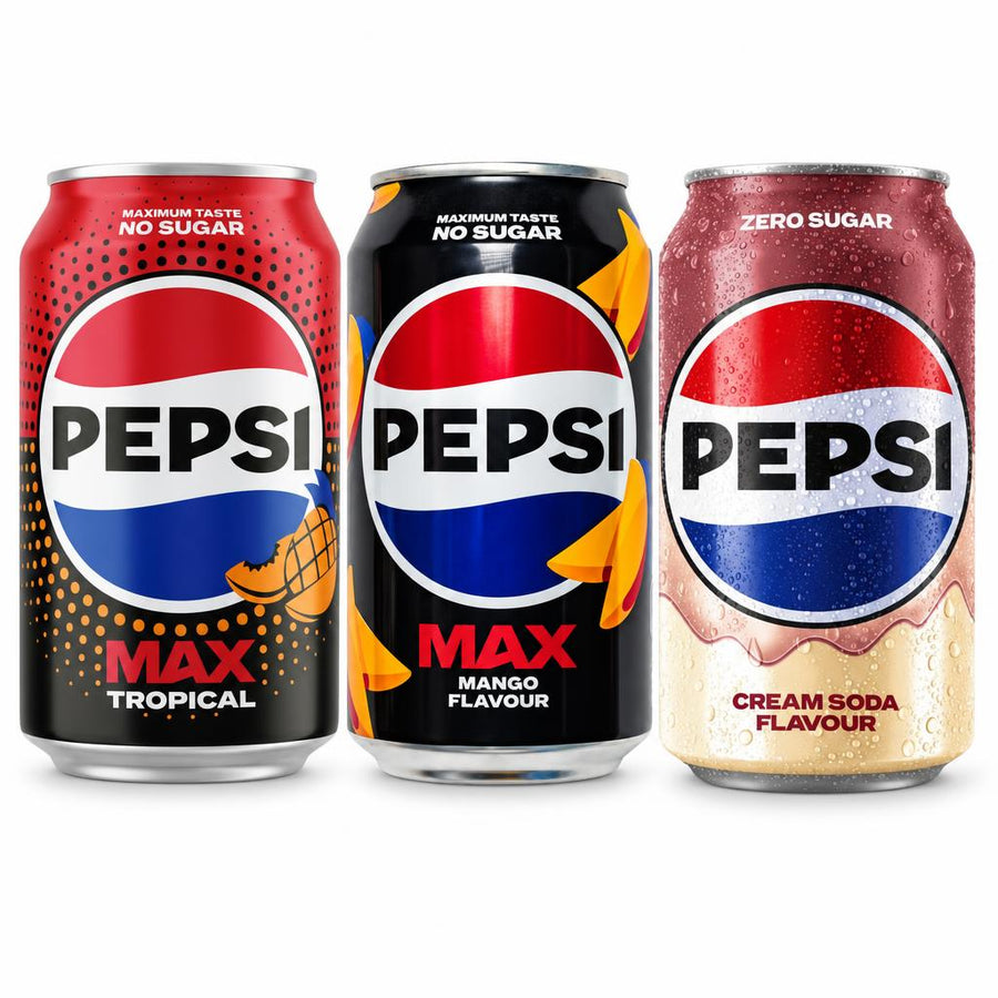 Pepsi Kit, 3 frisdranken met tropische fruitsmaak, mango en cola en vanille