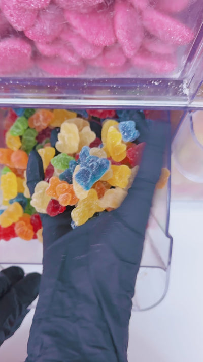 Video caramelle gommose: pesche, ciliegie e cuori