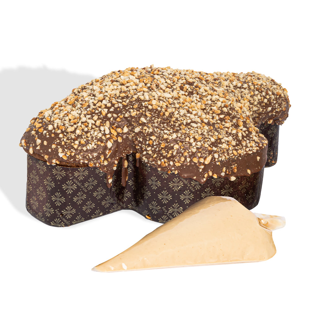 Colomba di Pasqua Choco Peanuts door American Uncle, chocolade en pindakaas colomba van 800 g met Choco Peanut Butter crème van 200 g 