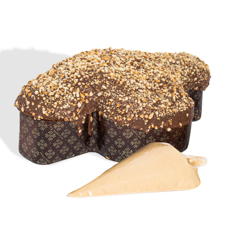 Colomba di Pasqua Choco Peanuts door American Uncle, chocolade en pindakaas colomba van 800 g met Choco Peanut Butter crème van 200 g 