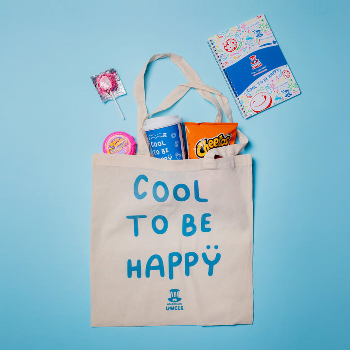 Shopper Cool to be Happy, tas in stevige katoenen kleur havanna, 35x40cm 