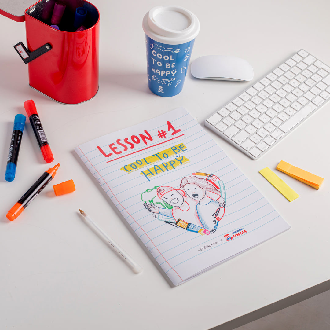A4-schrift Cool to be Happy met lijnen 