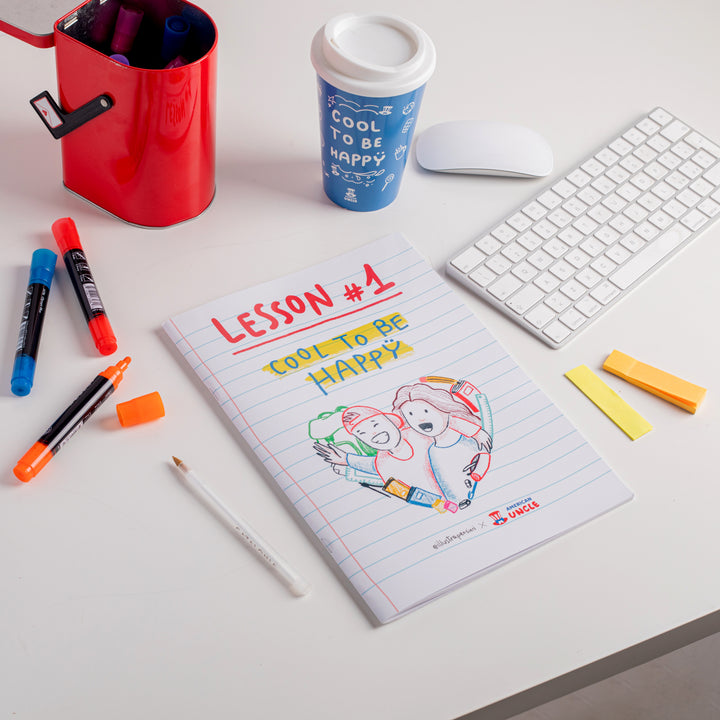A4-schrift Cool to be Happy met lijnen 