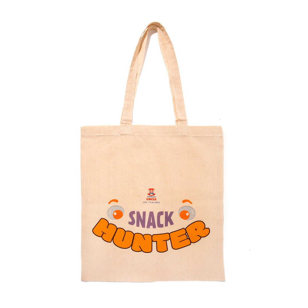 Shopper Snack Hunter, tas in stevige katoenen kleur tan, 35x40cm 