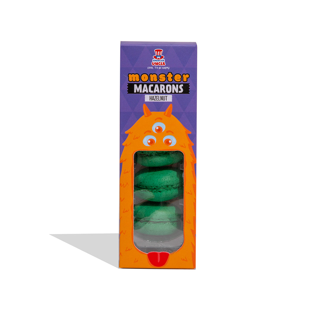 Monster Macarons Hazelnut, 5 amandelmeringues met hazelnootvulling van 78g 